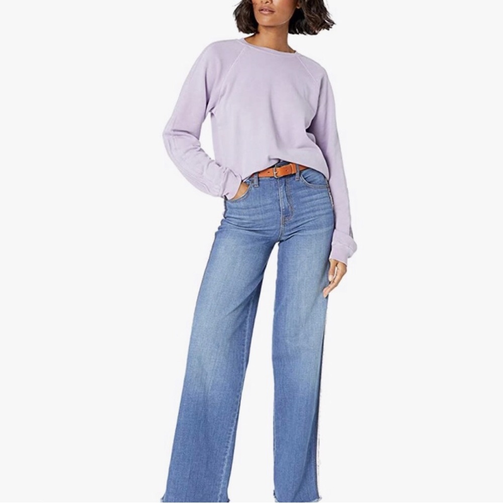 Monrow Pintuck Raglan Sleeve Crew Neck Sweatshirt Size XS